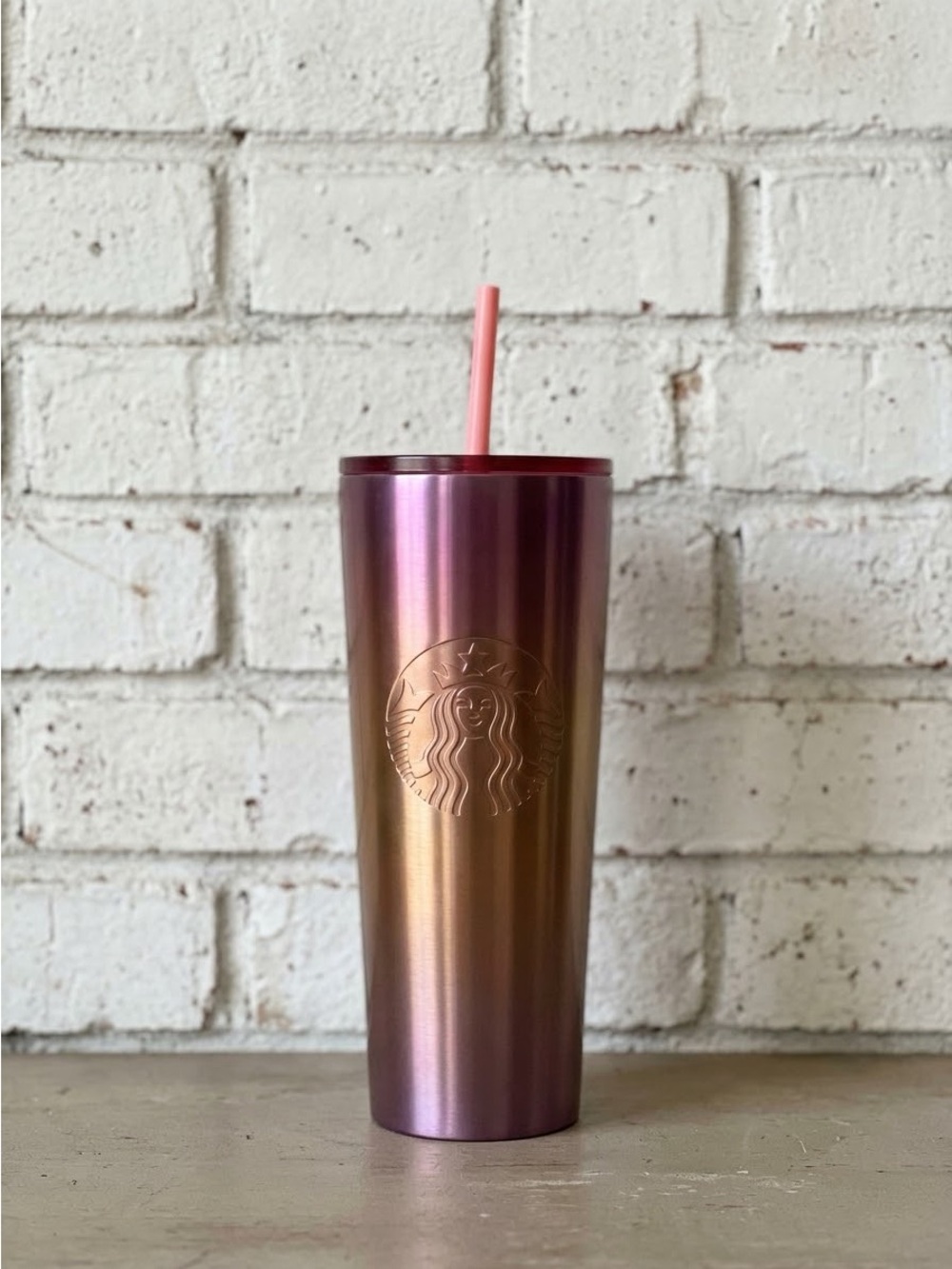 NWT 2022 Starbucks Pink Halo Iridescent Stainless Steel Venti Tumbler 24oz
